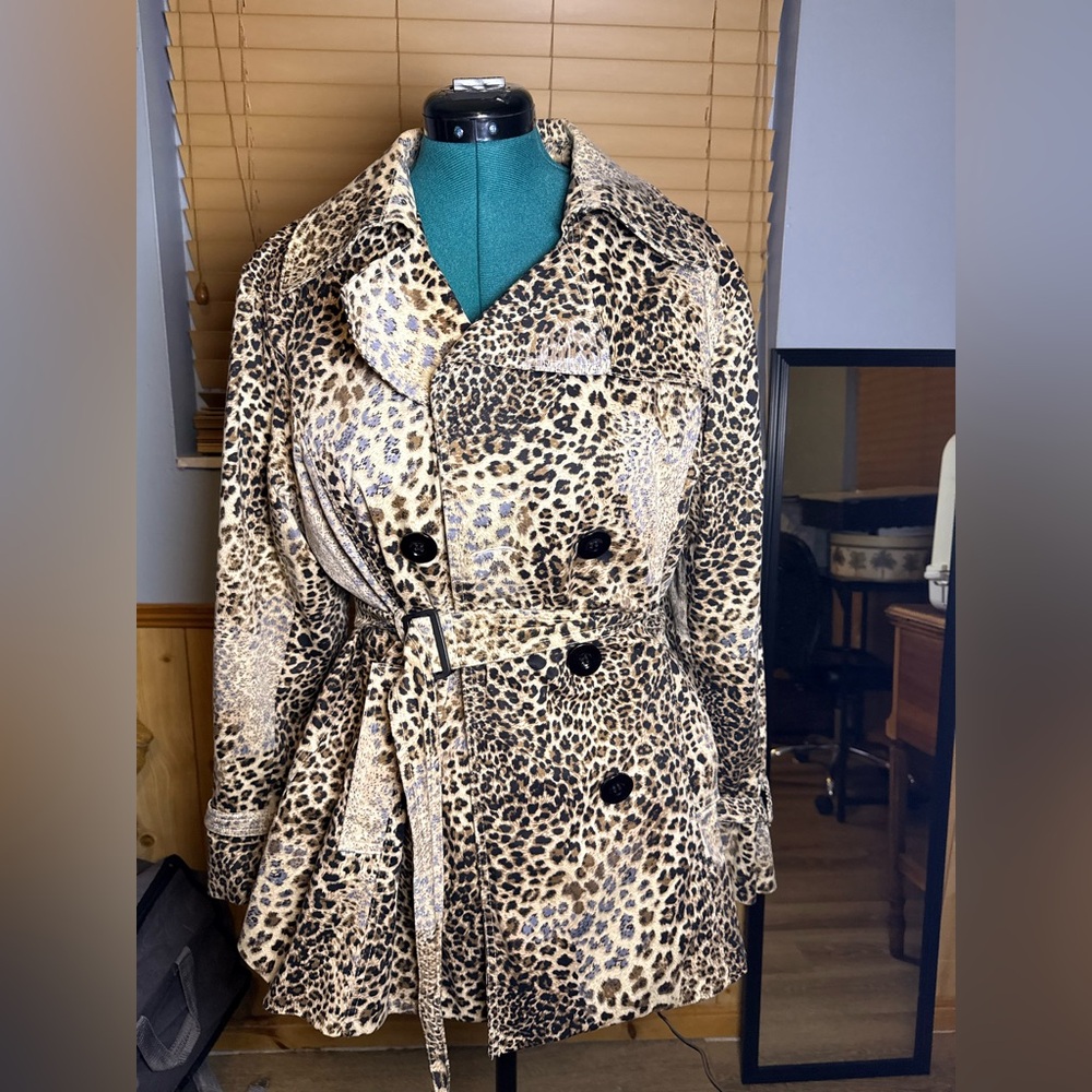 Outerwear by Lisa Animal Print Trench Coat